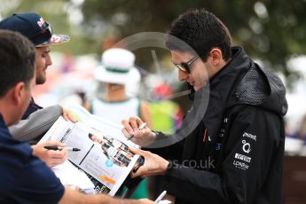World © Octane Photographic Ltd. Formula 1 - Australian Grand Prix - Melbourne Walk. Esteban Ocon - Sahara Force India VJM10. Albert Park Circuit. Sunday 26th March 2017. Digital Ref: 1799LB1D4778