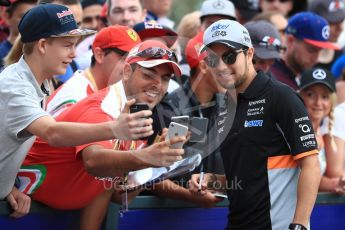 World © Octane Photographic Ltd. Formula 1 - Australian Grand Prix - Melbourne Walk. Sergio Perez - Sahara Force India VJM10. Albert Park Circuit. Sunday 26th March 2017. Digital Ref: 1799LB1D4842