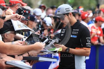 World © Octane Photographic Ltd. Formula 1 - Australian Grand Prix - Melbourne Walk. Sergio Perez - Sahara Force India VJM10. Albert Park Circuit. Sunday 26th March 2017. Digital Ref: 1799LB1D4875