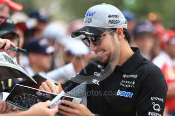 World © Octane Photographic Ltd. Formula 1 - Australian Grand Prix - Melbourne Walk. Sergio Perez - Sahara Force India VJM10. Albert Park Circuit. Sunday 26th March 2017. Digital Ref: 1799LB1D4880