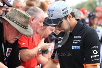 World © Octane Photographic Ltd. Formula 1 - Australian Grand Prix - Melbourne Walk. Sergio Perez - Sahara Force India VJM10. Albert Park Circuit. Sunday 26th March 2017. Digital Ref: 1799LB1D4896