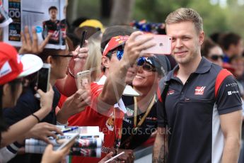 World © Octane Photographic Ltd. Formula 1 - Australian Grand Prix - Melbourne Walk. Kevin Magnussen - Haas F1 Team VF-17. Albert Park Circuit. Sunday 26th March 2017. Digital Ref: 1799LB1D5009