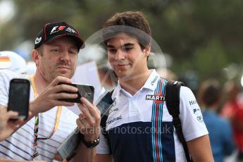 World © Octane Photographic Ltd. Formula 1 - Australian Grand Prix - Melbourne Walk. Lance Stroll - Williams Martini Racing FW40. Albert Park Circuit. Sunday 26th March 2017. Digital Ref: 1799LB1D5032