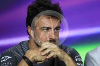World © Octane Photographic Ltd. Formula 1 - Australian Grand Prix - FIA Press Conference. Fernando Alonso - McLaren Honda MCL32. Albert Park Circuit. Thursday 23rd March 2017. Digital Ref: 1791LB1D9843