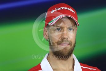 World © Octane Photographic Ltd. Formula 1 - Australian Grand Prix - FIA Press Conference. Sebastian Vettel - Scuderia Ferrari SF70H. Albert Park Circuit. Thursday 23rd March 2017. Digital Ref: 1791LB1D9891