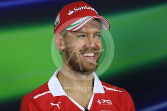 World © Octane Photographic Ltd. Formula 1 - Australian Grand Prix - FIA Press Conference. Sebastian Vettel - Scuderia Ferrari SF70H. Albert Park Circuit. Thursday 23rd March 2017. Digital Ref: 1791LB1D9953