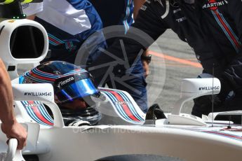 World © Octane Photographic Ltd. Formula 1 - Spanish Grand Prix Qualifying. Lance Stroll - Williams Martini Racing FW40 and Romain Grosjean - Haas F1 Team VF-17. Circuit de Barcelona - Catalunya, Spain. Saturday 13th May 2017. Digital Ref:1816LB1D1460