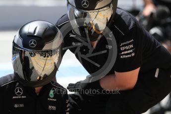 World © Octane Photographic Ltd. Formula 1 - Spanish Grand Prix Qualifying. Mercedes AMG Petronas pit crew. Circuit de Barcelona - Catalunya, Spain. Saturday 13th May 2017. Digital Ref:1816LB1D1633