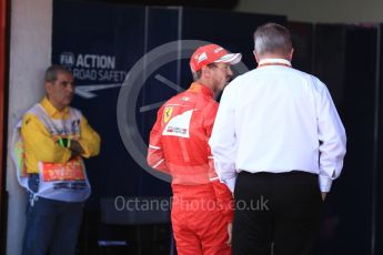 World © Octane Photographic Ltd. Formula 1 - Spanish Grand Prix Qualifying. Sebastian Vettel - Scuderia Ferrari SF70H and Ross Brawn. Circuit de Barcelona - Catalunya, Spain. Saturday 13th May 2017. Digital Ref: 1818LB1D2256