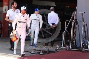 World © Octane Photographic Ltd. Formula 1 - Spanish Grand Prix Qualifying. Lewis Hamilton and Valtteri Bottas - Mercedes AMG Petronas F1 W08 EQ Energy+. Circuit de Barcelona - Catalunya, Spain. Saturday 13th May 2017. Digital Ref: 1818LB1D2264