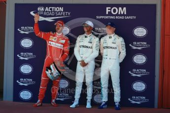 World © Octane Photographic Ltd. Formula 1 - Spanish Grand Prix Qualifying. Lewis Hamilton and Valtteri Bottas- Mercedes AMG Petronas F1 W08 EQ Energy+ and Sebastian Vettel - Scuderia Ferrari SF70H. Circuit de Barcelona - Catalunya, Spain. Saturday 13th May 2017. Digital Ref: 1818LB1D2336