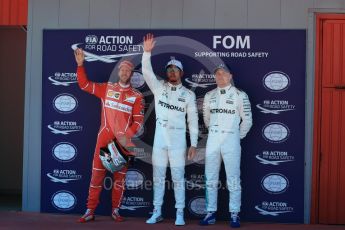 World © Octane Photographic Ltd. Formula 1 - Spanish Grand Prix Qualifying. Lewis Hamilton and Valtteri Bottas- Mercedes AMG Petronas F1 W08 EQ Energy+ and Sebastian Vettel - Scuderia Ferrari SF70H. Circuit de Barcelona - Catalunya, Spain. Saturday 13th May 2017. Digital Ref: 1818LB1D2347