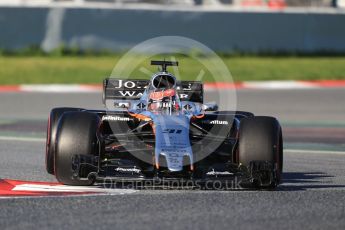 World © Octane Photographic Ltd. Formula 1 - Winter Test 2. Esteban Ocon - Sahara Force India VJM10. Circuit de Barcelona-Catalunya. Tuesday 7th March 2017. Digital Ref :1784CB1D0561