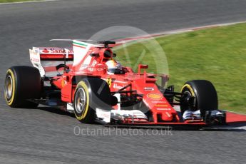 World © Octane Photographic Ltd. Formula 1 - Winter Test 2. Sebastian Vettel - Scuderia Ferrari SF70H. Circuit de Barcelona-Catalunya. Tuesday 7th March 2017. Digital Ref: 1784CB1D0951