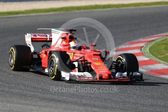 World © Octane Photographic Ltd. Formula 1 - Winter Test 2. Sebastian Vettel - Scuderia Ferrari SF70H. Circuit de Barcelona-Catalunya. Tuesday 7th March 2017. Digital Ref: 1784CB1D1168