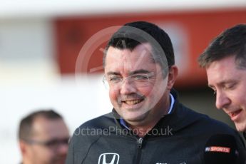 World © Octane Photographic Ltd. Formula 1 - Winter Test 2. Eric Boullier - Racing Director of McLaren Honda. Circuit de Barcelona-Catalunya. Tuesday 7th March 2017. Digital Ref: 1784CB1D1338