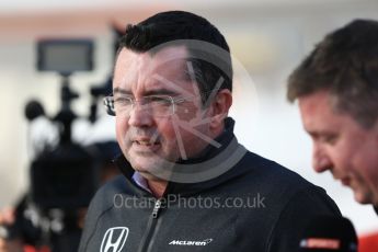 World © Octane Photographic Ltd. Formula 1 - Winter Test 2. Eric Boullier - Racing Director of McLaren Honda. Circuit de Barcelona-Catalunya. Tuesday 7th March 2017. Digital Ref: 1784CB1D1341