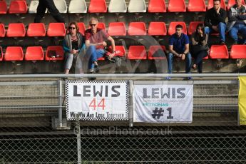 World © Octane Photographic Ltd. Formula 1 - Winter Test 2. Lewis Hamilton fans' flags. Circuit de Barcelona-Catalunya. Tuesday 7th March 2017. Digital Ref :1784CB1D1360