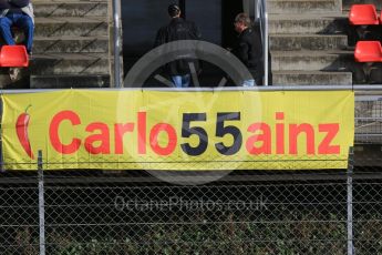 World © Octane Photographic Ltd. Formula 1 - Winter Test 2. Carlos Sainz fans' flag. Circuit de Barcelona-Catalunya. Tuesday 7th March 2017. Digital Ref :1784CB1D1364