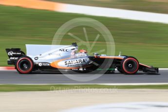 World © Octane Photographic Ltd. Formula 1 - Winter Test 2. Esteban Ocon - Sahara Force India VJM10. Circuit de Barcelona-Catalunya. Tuesday 7th March 2017. Digital Ref: 1784CB1D5130