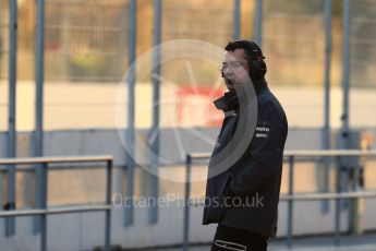 World © Octane Photographic Ltd. Formula 1 - Winter Test 2. Eric Boulier - McLaren Honda Racing Director. Circuit de Barcelona-Catalunya. Tuesday 7th March 2017. Digital Ref :1784LB1D2530