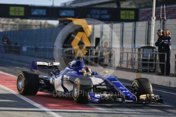 World © Octane Photographic Ltd. Formula 1 - Winter Test 2. Pascal Wehrlein – Sauber F1 Team C36. Circuit de Barcelona-Catalunya. Tuesday 7th March 2017. Digital Ref :1784LB5D9206