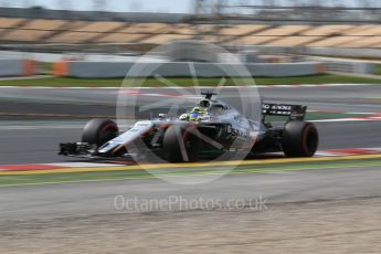 World © Octane Photographic Ltd. Formula 1 - Winter Test 2. Sergio Perez - Sahara Force India VJM10. Circuit de Barcelona-Catalunya. Wednesday 8th March 2017. Digital Ref: 1785CB1D1996