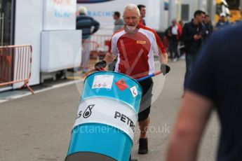 World © Octane Photographic Ltd. Formula 1 - Winter Test 2. Mercedes AMG Petronas F1 W08 EQ Energy+ fuel barrel. Circuit de Barcelona-Catalunya. Wednesday 8th March 2017. Digital Ref: 1785CB1D2045