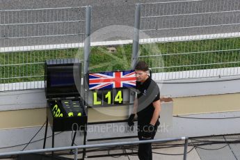 World © Octane Photographic Ltd. Formula 1 - Winter Test 2. Jolyon Palmer's pit board - Renault Sport F1 Team R.S.17. Circuit de Barcelona-Catalunya. Wednesday 8th March 2017. Digital Ref:1785CB1D2364