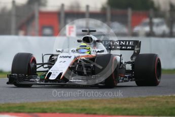 World © Octane Photographic Ltd. Formula 1 - Winter Test 2. Sergio Perez - Sahara Force India VJM10. Circuit de Barcelona-Catalunya. Wednesday 8th March 2017. Digital Ref:1785CB1D5726