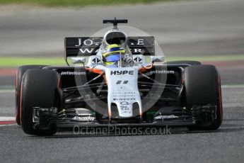 World © Octane Photographic Ltd. Formula 1 - Winter Test 2. Sergio Perez - Sahara Force India VJM10. Circuit de Barcelona-Catalunya. Wednesday 8th March 2017. Digital Ref: 1785CB1D6084