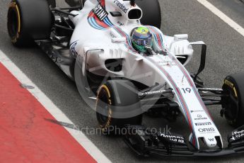 World © Octane Photographic Ltd. Formula 1 - Winter Test 2. Felipe Massa - Williams Martini Racing FW40. Circuit de Barcelona-Catalunya. Wednesday 8th March 2017. Digital Ref: 1785LB1D4143