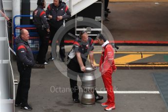 World © Octane Photographic Ltd. Formula 1 - Winter Test 2. Haas F1 Team member talking with Ferrari. Circuit de Barcelona-Catalunya. Wednesday 8th March 2017. Digital Ref: 1785LB1D42951785LB1D4295