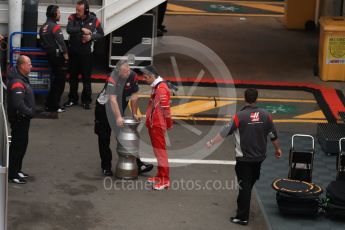 World © Octane Photographic Ltd. Formula 1 - Winter Test 2. Haas F1 Team member talking with Ferrari. Circuit de Barcelona-Catalunya. Wednesday 8th March 2017. Digital Ref: 1785LB1D42991785LB1D4299