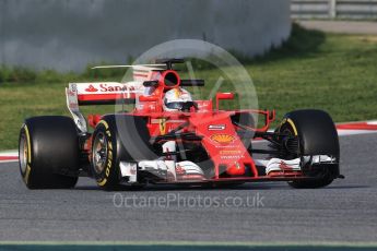 World © Octane Photographic Ltd. Formula 1 - Winter Test 2. Sebastian Vettel - Scuderia Ferrari SF70H. Circuit de Barcelona-Catalunya. Thursday 9th March 2017. Digital Ref:1786CB1D2463
