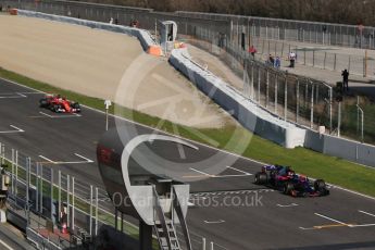 World © Octane Photographic Ltd. Formula 1 - Winter Test 2. Sebastian Vettel - Scuderia Ferrari SF70H and Daniil Kvyat - Scuderia Toro Rosso STR12. . Circuit de Barcelona-Catalunya. Thursday 9th March 2017. Digital Ref:1786CB1D3291