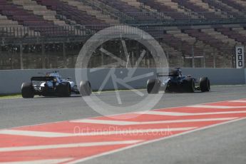 World © Octane Photographic Ltd. Formula 1 - Winter Test 2. Jolyon Palmer - Renault Sport F1 Team R.S.17 and Lance Stroll - Williams Martini Racing FW40. Circuit de Barcelona-Catalunya. Thursday 9th March 2017. Digital Ref: 1786CB1D6609