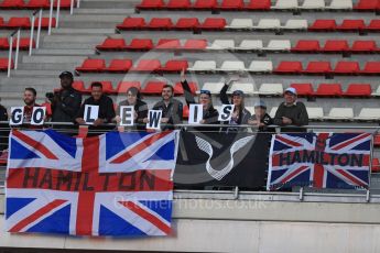 World © Octane Photographic Ltd. Formula 1 - Winter Test 2. Lewis Hamilton - Mercedes AMG Petronas F1 team fans with Go Lewis sign. Circuit de Barcelona-Catalunya. Thursday 9th March 2017. Digital Ref: 1786LB1D5322