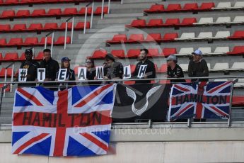 World © Octane Photographic Ltd. Formula 1 - Winter Test 2. Lewis Hamilton - Mercedes AMG Petronas F1 team fans with #TeamLH sign. Circuit de Barcelona-Catalunya. Thursday 9th March 2017. Digital Ref: 1786LB1D5444