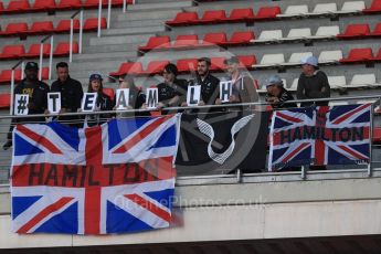 World © Octane Photographic Ltd. Formula 1 - Winter Test 2. Lewis Hamilton - Mercedes AMG Petronas F1 team fans with #TeamLH sign. Circuit de Barcelona-Catalunya. Thursday 9th March 2017. Digital Ref: 1786LB1D5454