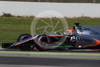 World © Octane Photographic Ltd. Formula 1 - Winter Test 2. Esteban Ocon - Sahara Force India VJM10. Circuit de Barcelona-Catalunya. Thursday 9th March 2017. Digital Ref:1786LB1D5812
