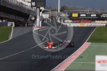 World © Octane Photographic Ltd. Formula 1 - Winter Test 2. Sebastian Vettel - Scuderia Ferrari SF70H and Daniil Kvyat - Scuderia Toro Rosso STR12. . Circuit de Barcelona-Catalunya. Thursday 9th March 2017. Digital Ref:1786LB1D6251