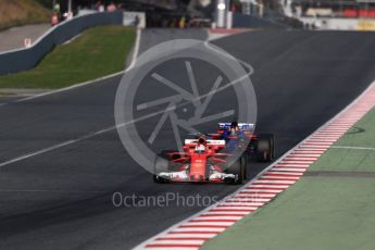 World © Octane Photographic Ltd. Formula 1 - Winter Test 2. Sebastian Vettel - Scuderia Ferrari SF70H and Daniil Kvyat - Scuderia Toro Rosso STR12. . Circuit de Barcelona-Catalunya. Thursday 9th March 2017. Digital Ref:1786LB1D6262