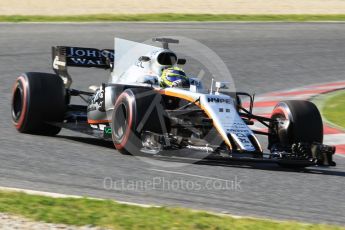 World © Octane Photographic Ltd. Formula 1 - Winter Test 2. Sergio Perez - Sahara Force India VJM10. Circuit de Barcelona-Catalunya. Friday 10th March 2017. Digital Ref:1787CB1D7053