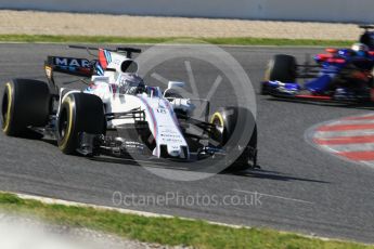 World © Octane Photographic Ltd. Formula 1 - Winter Test 2. Lance Stroll - Williams Martini Racing FW40 and Carlos Sainz - Scuderia Toro Rosso STR12. Circuit de Barcelona-Catalunya. Friday 10th March 2017. Digital Ref:1787CB1D7187