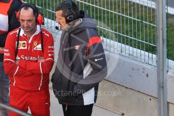 World © Octane Photographic Ltd. Formula 1 - Winter Test 2. Guenther Steiner - Team Principal of Haas F1 Team talking with Ferrari. Circuit de Barcelona-Catalunya. Friday 10th March 2017. Digital Ref: 1787LB1D7091