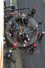 World © Octane Photographic Ltd. Formula 1 - Winter Test 2. Romain Grosjean - Haas F1 Team VF-17 and team doing a pit stop. Circuit de Barcelona-Catalunya. Friday 10th March 2017. Digital Ref: 1787LB5D0145