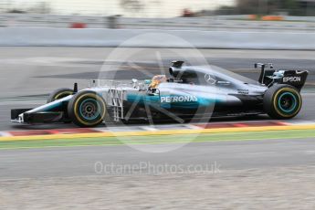 World © Octane Photographic Ltd. Formula 1 - Winter Test 1. Lewis Hamilton - Mercedes AMG Petronas F1 W08 EQ Energy+. Circuit de Barcelona-Catalunya. Tuesday 28th February2017. Digital Ref :1781CB1D3588