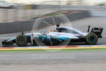 World © Octane Photographic Ltd. Formula 1 - Winter Test 1. Lewis Hamilton - Mercedes AMG Petronas F1 W08 EQ Energy+. Circuit de Barcelona-Catalunya. Tuesday 28th February2017. Digital Ref :1781CB1D3609