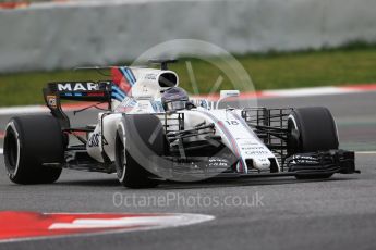 World © Octane Photographic Ltd. Formula 1 - Winter Test 1. Lance Stroll - Williams Martini Racing FW40. Circuit de Barcelona-Catalunya. Tuesday 28th February2017. Digital Ref :1781CB1D7010